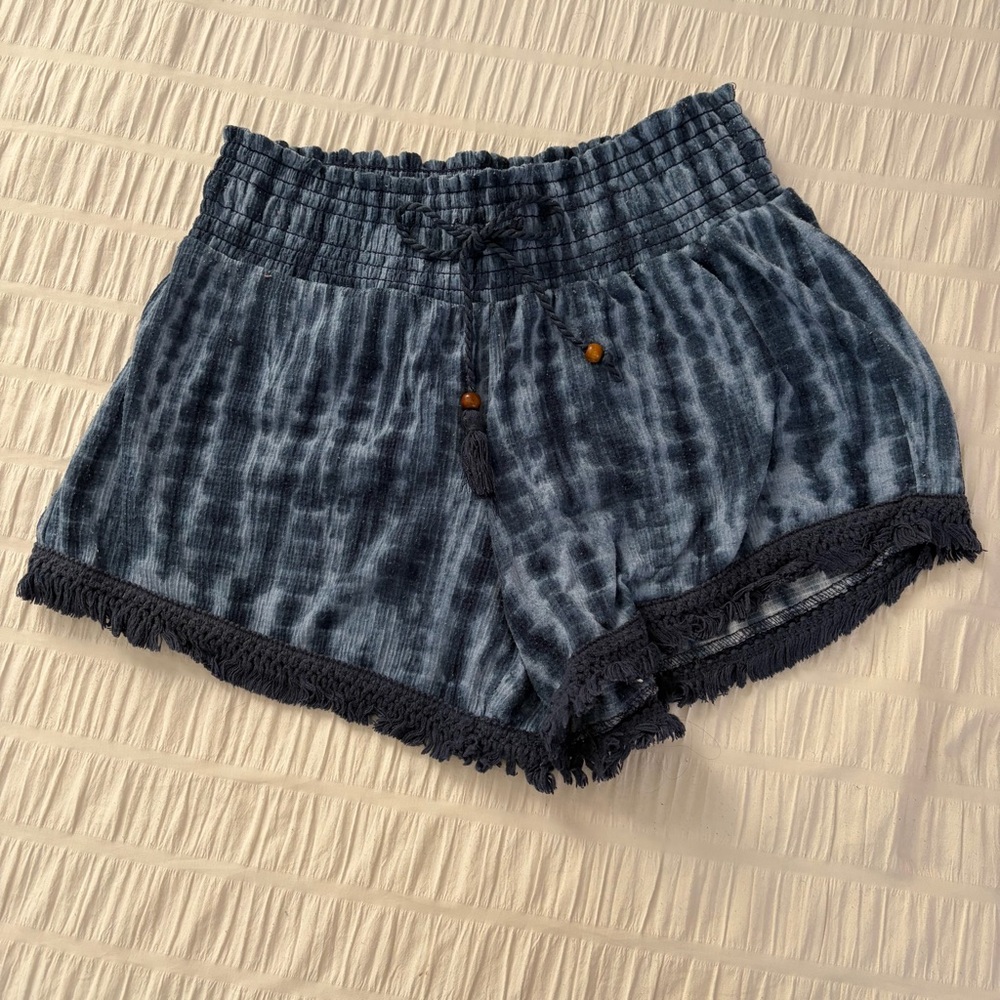No Boundaries Dark Blue Tie-Dye High Waist Shorts